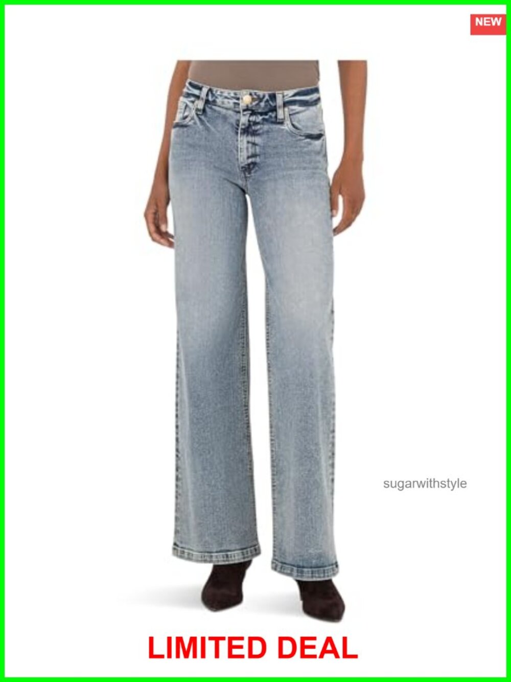 High Rise Straight Leg Jeans Button Fly Five Pocket Denim